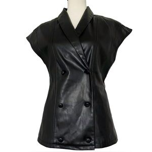 Jason Wu Faux Leather Double Breasted Vest Black Size M